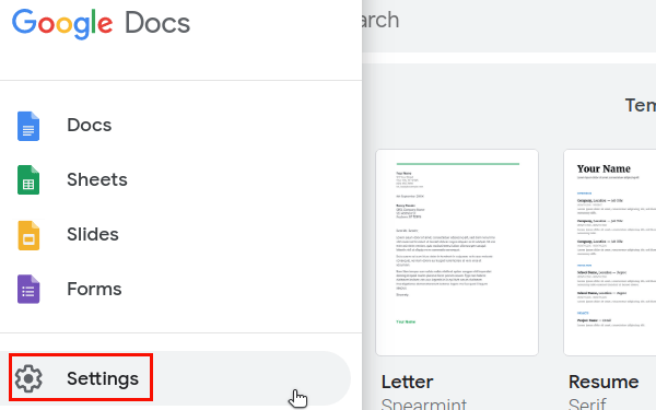 article google docs template