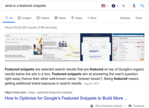 featured snippets example