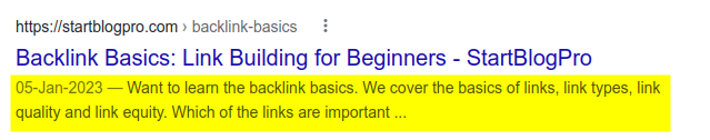 google search result from startblogpro.com