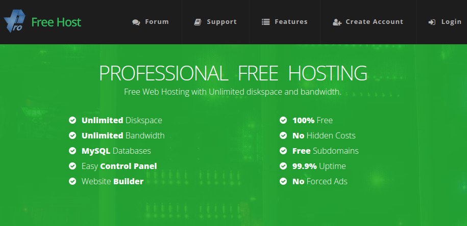 profreehost hosting service