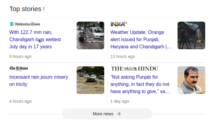 screenshot of google newsbox feature