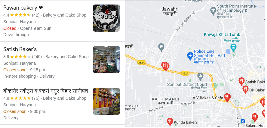 screenshot of google local pack